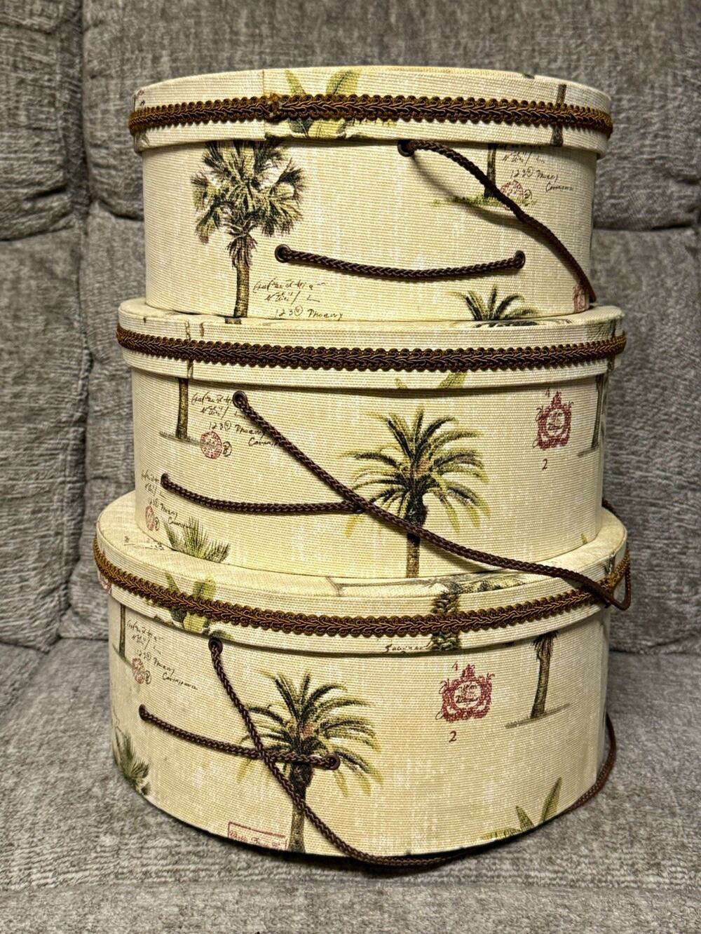 Set of 3 Round Palm Hat Box
